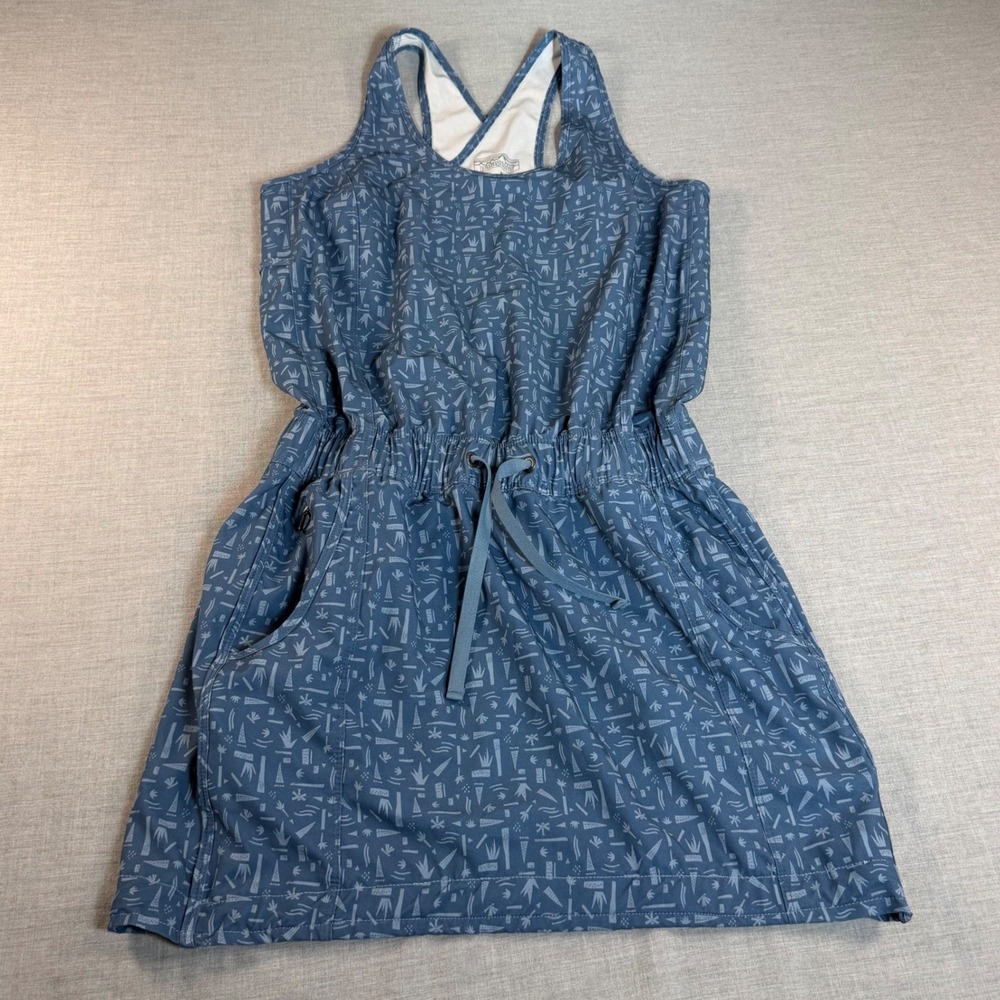Patagonia Fleetwith Dress XS Blue Geometric Print Racerback Active Travel Pocket